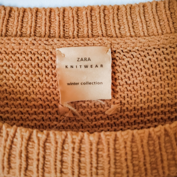 Zara Knitwear Collection Soft Mustard Bell Sleeve Boxy Sweater - Picture 3 of 3